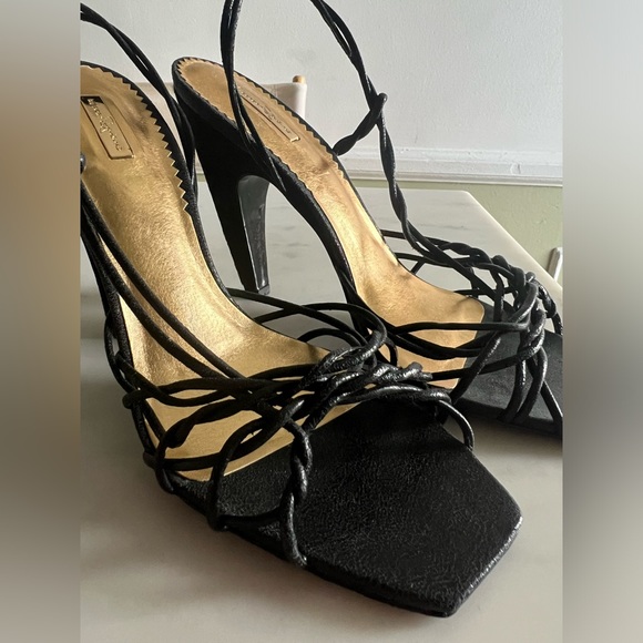 Report Signature leather cowhide strappy sandals curved heel 8.5 - Picture 2 of 8